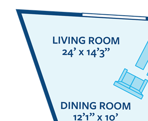 two bed 2 bath apt 1,040 SQ FT floor plan